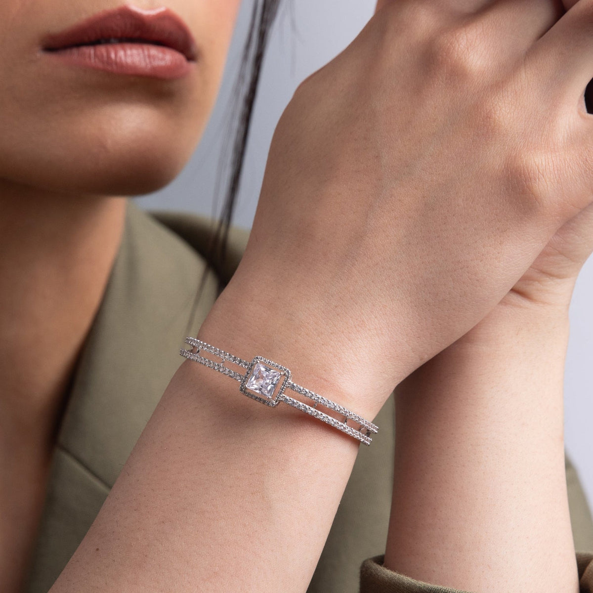 Bracelet Grandeur Layered CZ Silver Bracelet