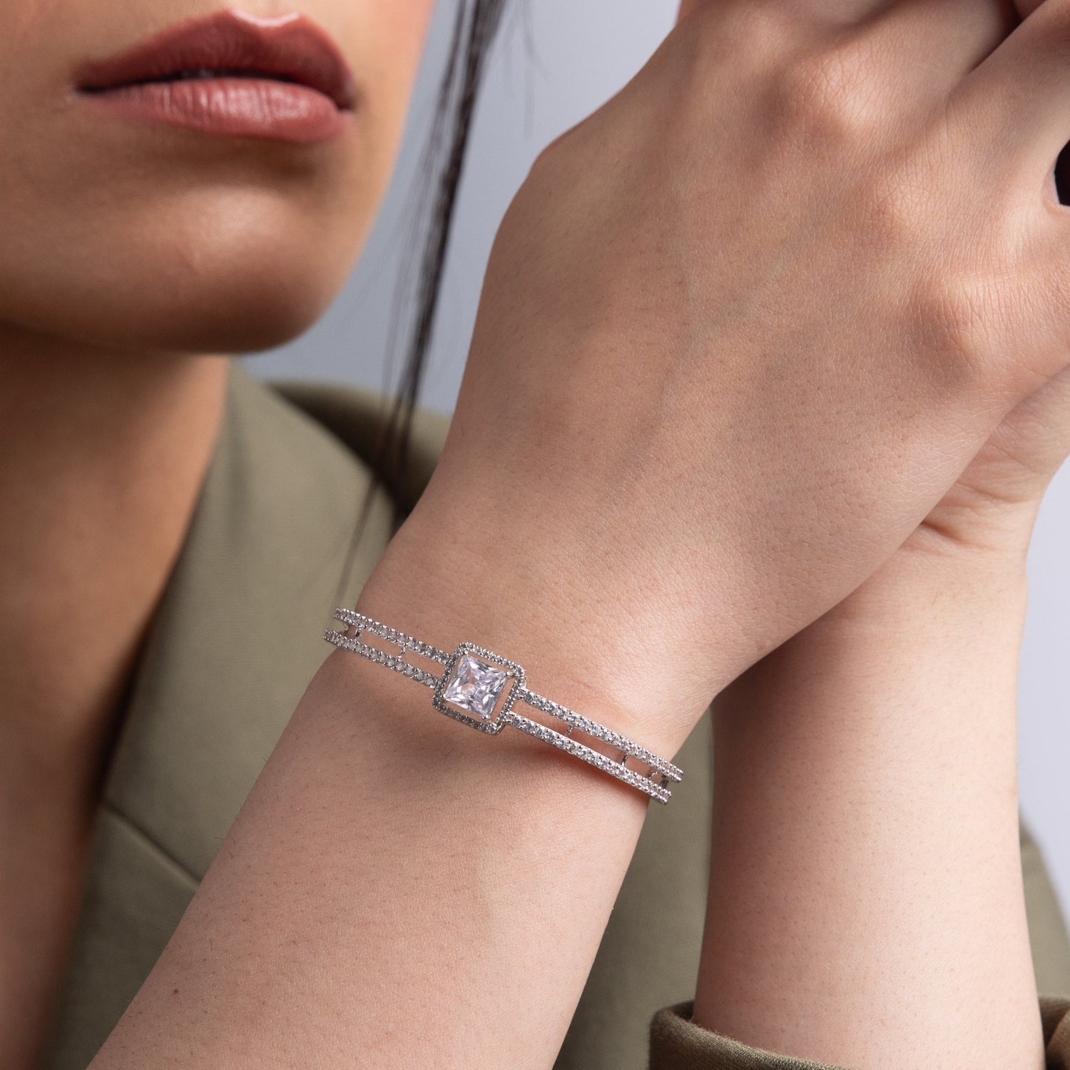 Bracelet Grandeur Layered CZ Silver Bracelet