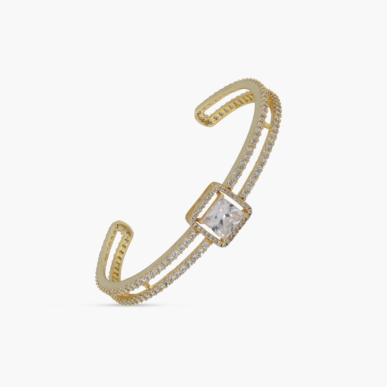 Grandeur Layered Gold Plated CZ Silver Bracelet