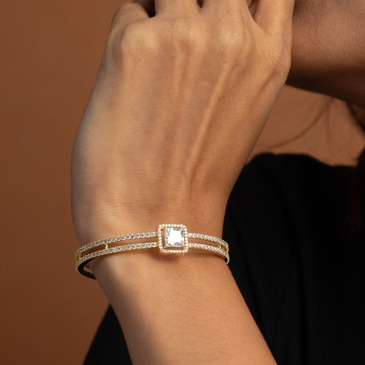 Bracelet Grandeur Layered Gold Plated CZ Silver Bracelet