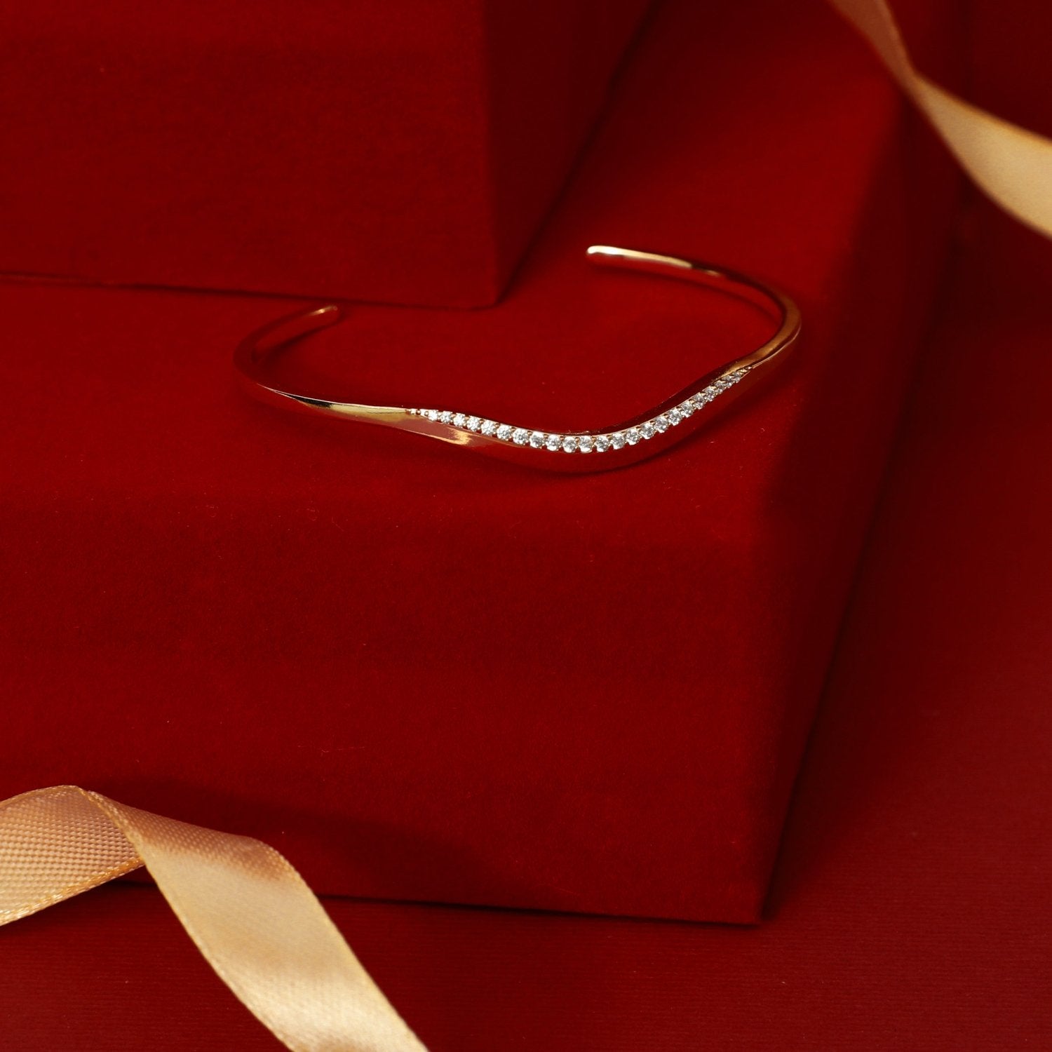 Bracelet Waves of Elegance Gold Plated CZ Silver Bracelet