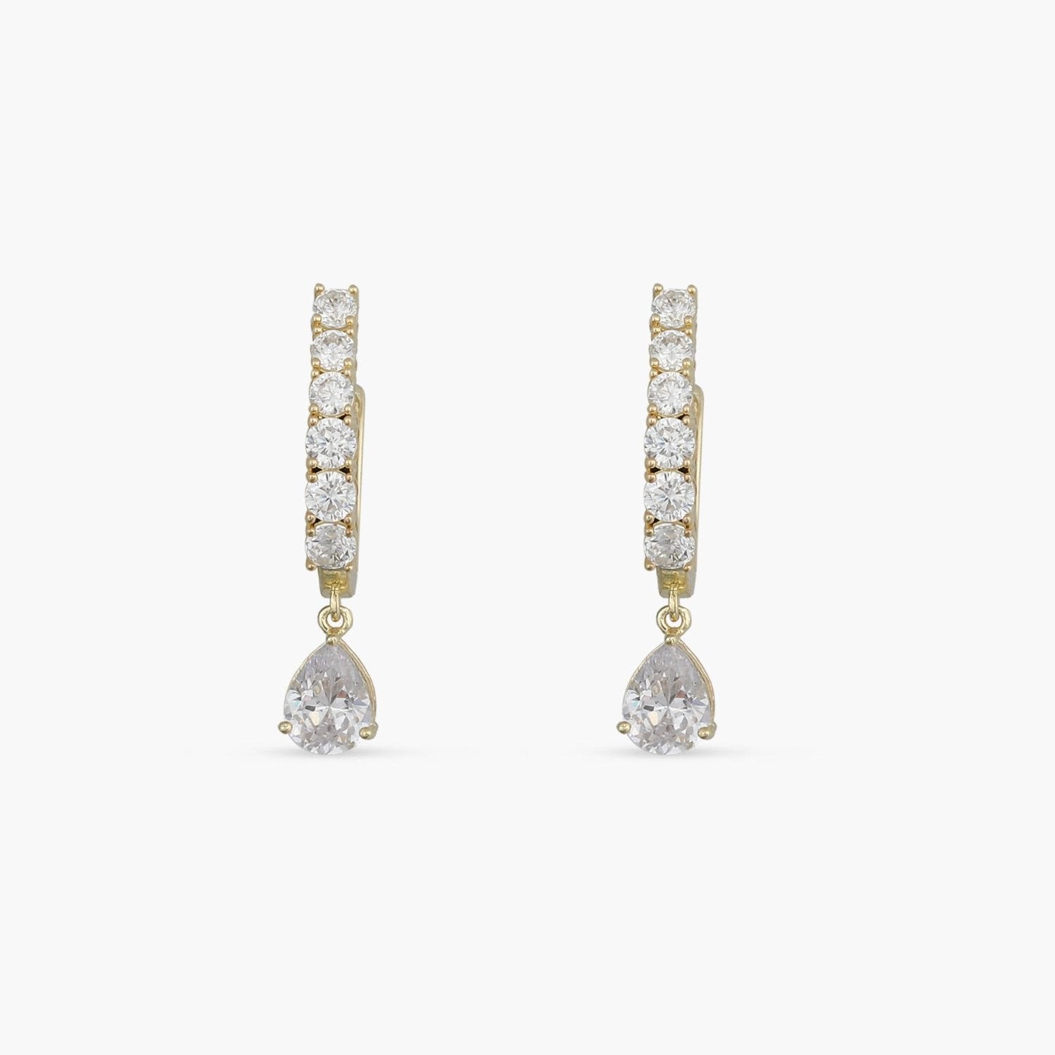 Earrings Drop of Light CZ Gold Plated Silver Hoop Earrings