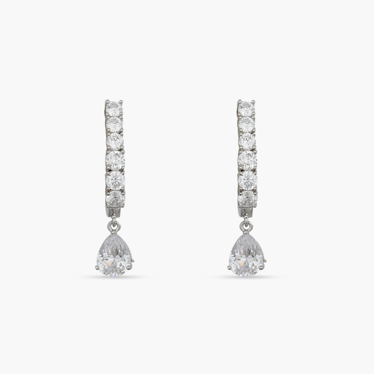 Drop of Light CZ Silver Hoop Earrings