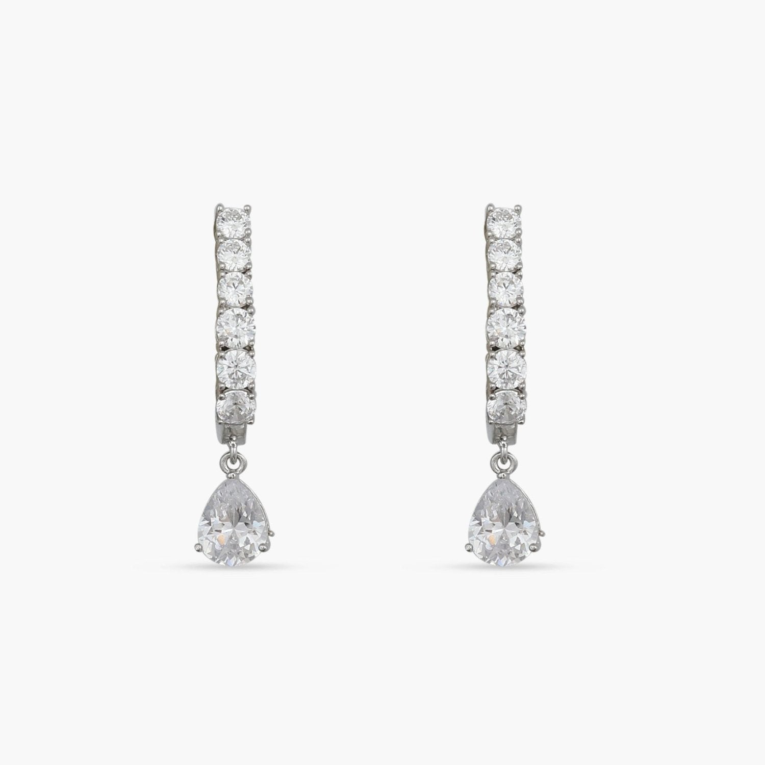 Earrings Drop of Light CZ Silver Hoop Earrings