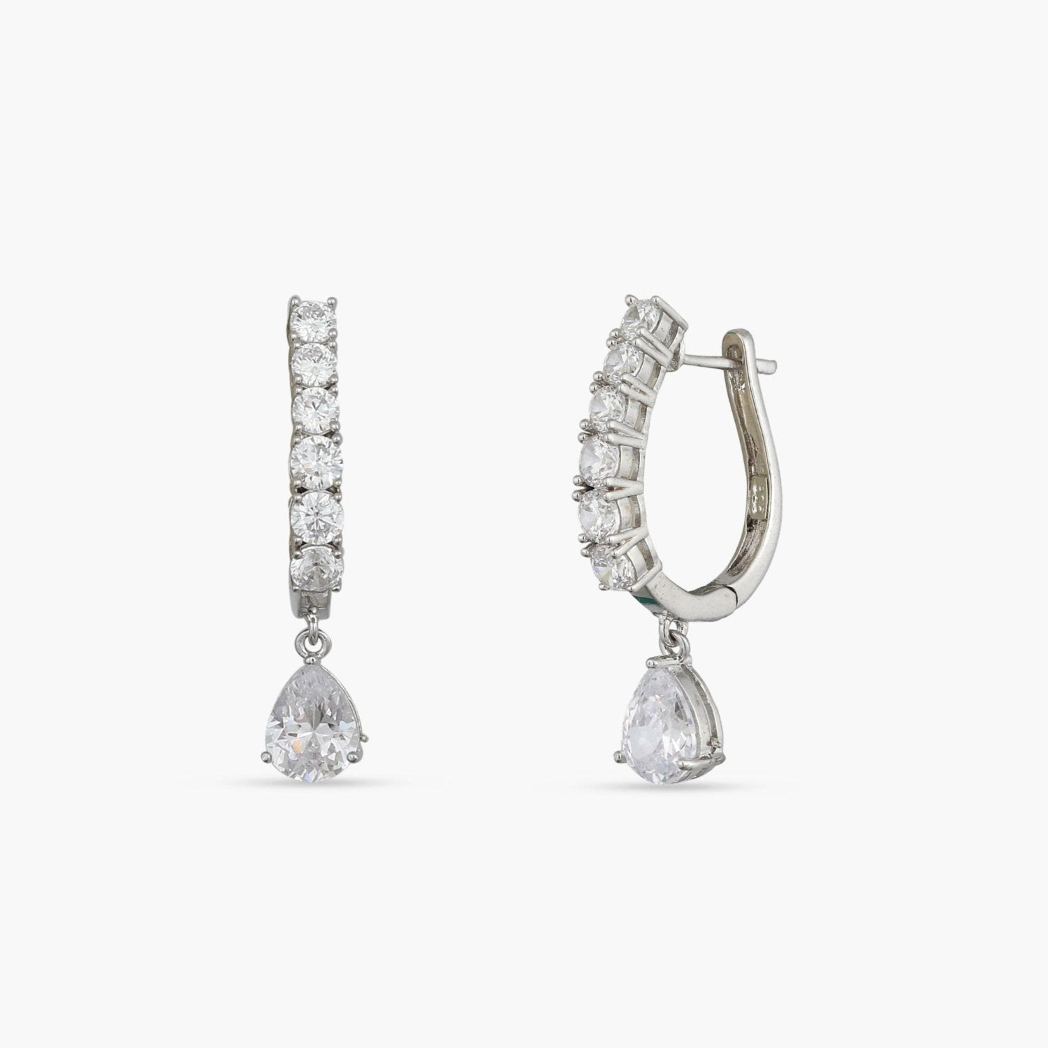 Earrings Drop of Light CZ Silver Hoop Earrings