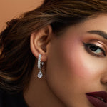 Earrings Drop of Light CZ Silver Hoop Earrings