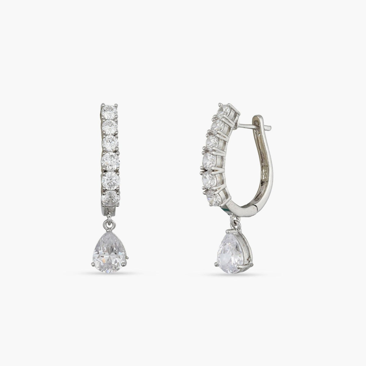 Drop of Light CZ Silver Hoop Earrings