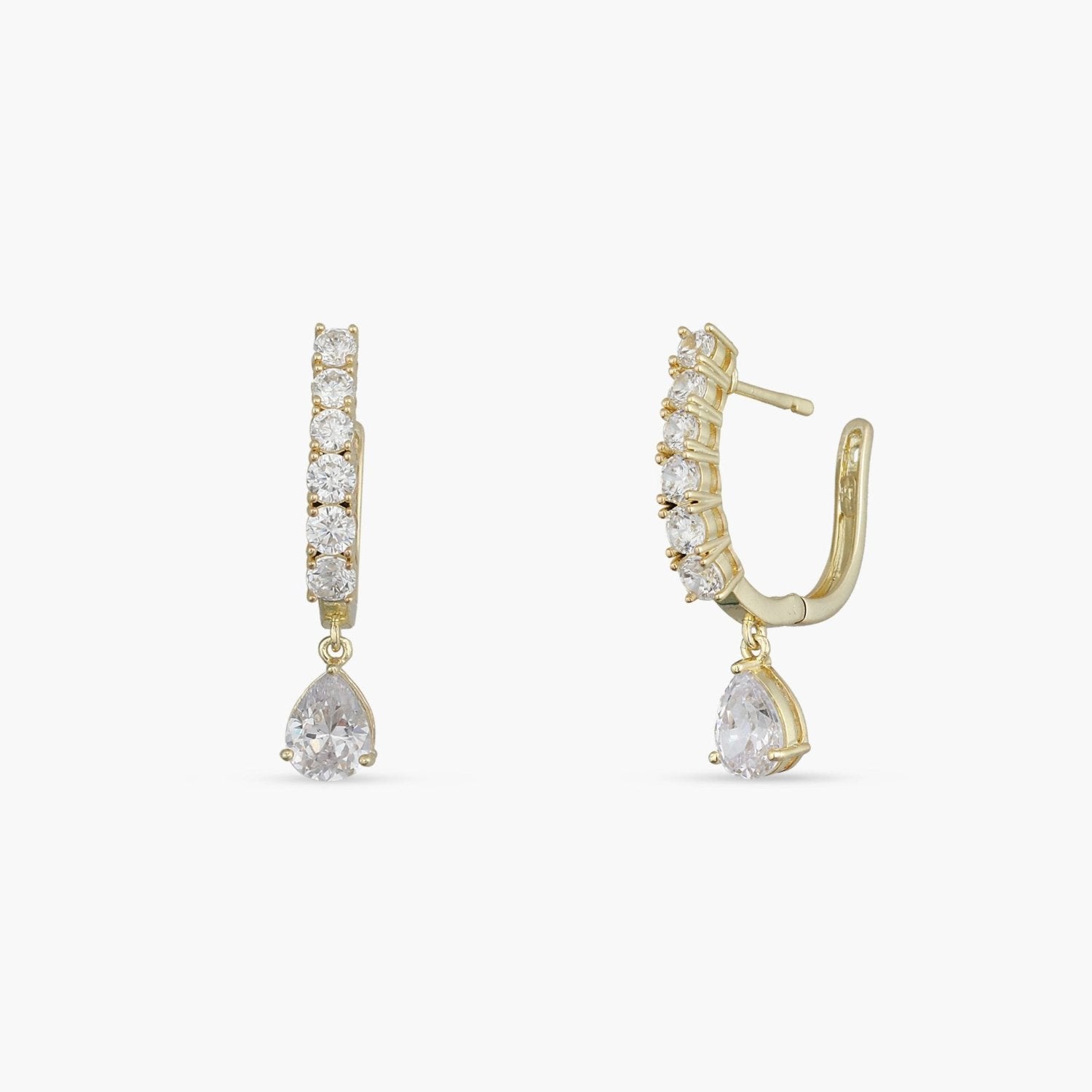 Drop of Light CZ Gold Plated Silver Hoop Earrings