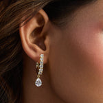 Earrings Drop of Light CZ Gold Plated Silver Hoop Earrings