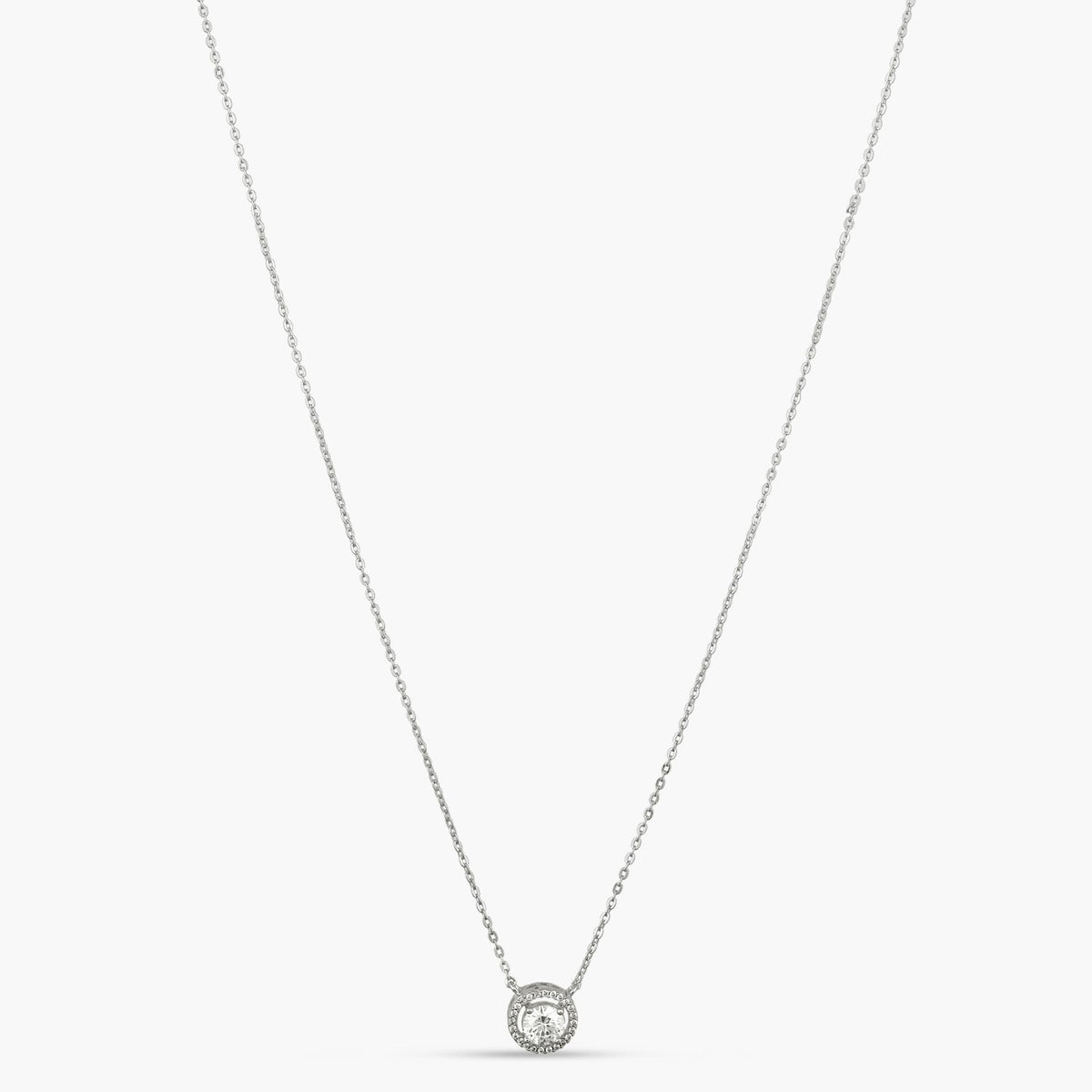 Essence CZ Silver Pendant Necklace