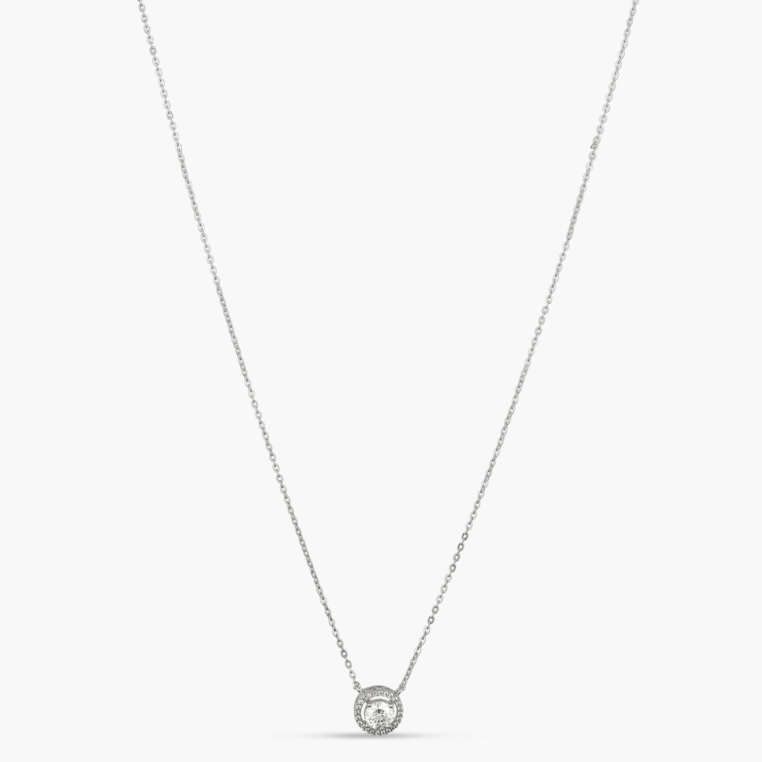 Essence CZ Silver Pendant Necklace