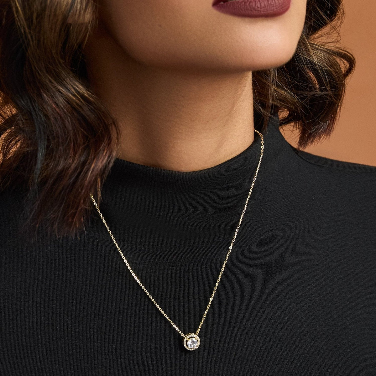 Necklace Essence Gold Plated CZ Silver Pendant Necklace