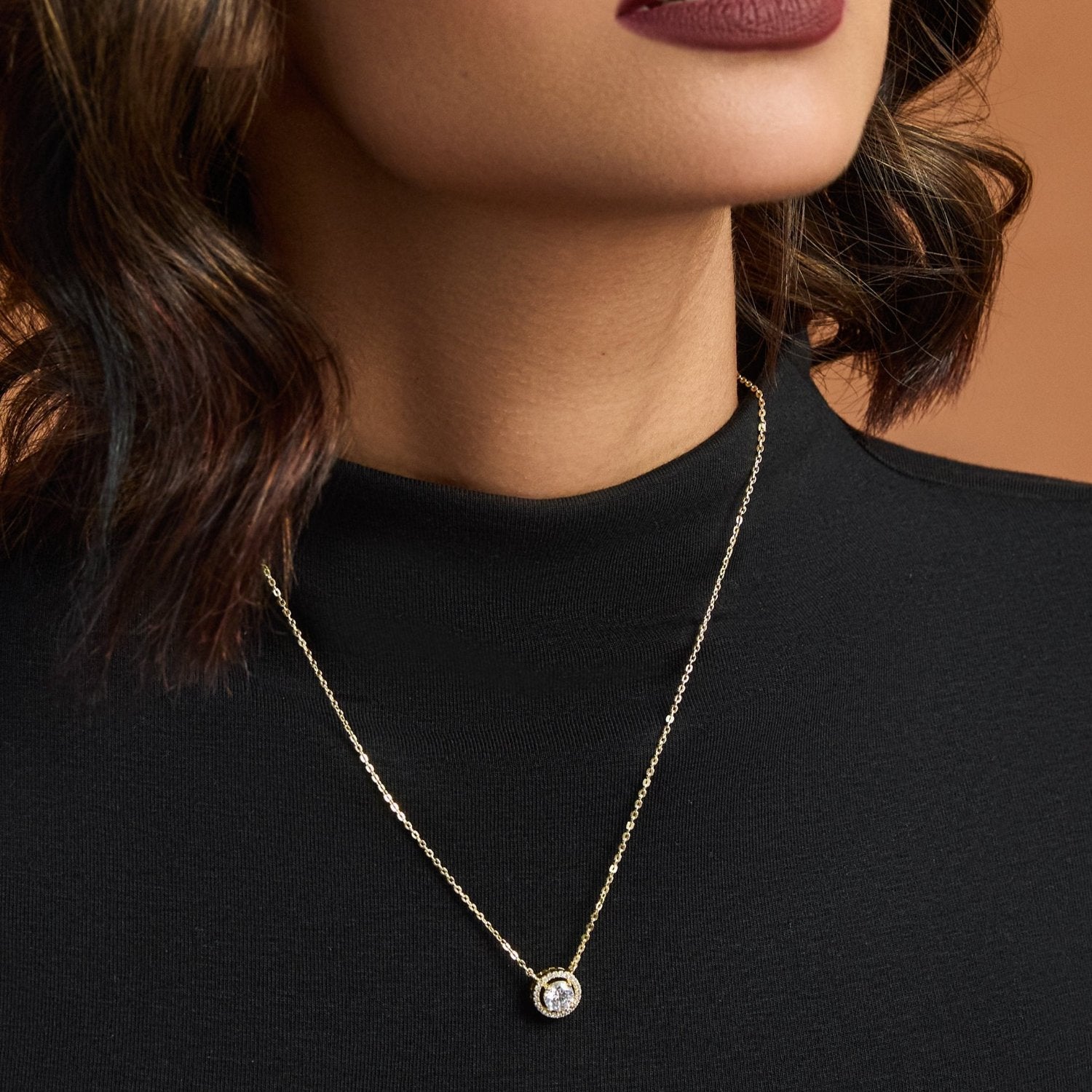 Necklace Essence Gold Plated CZ Silver Pendant Necklace