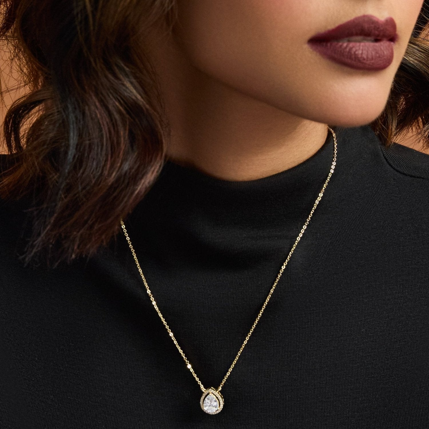 Necklace Harmony Gold Plated CZ Silver Pendant Necklace