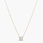 Necklace Squared Brilliance Gold Plated CZ Silver Pendant Necklace