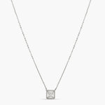 Necklace Squared Brilliance CZ Silver Pendant Necklace