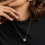 Necklace Squared Brilliance Gold Plated CZ Silver Pendant Necklace