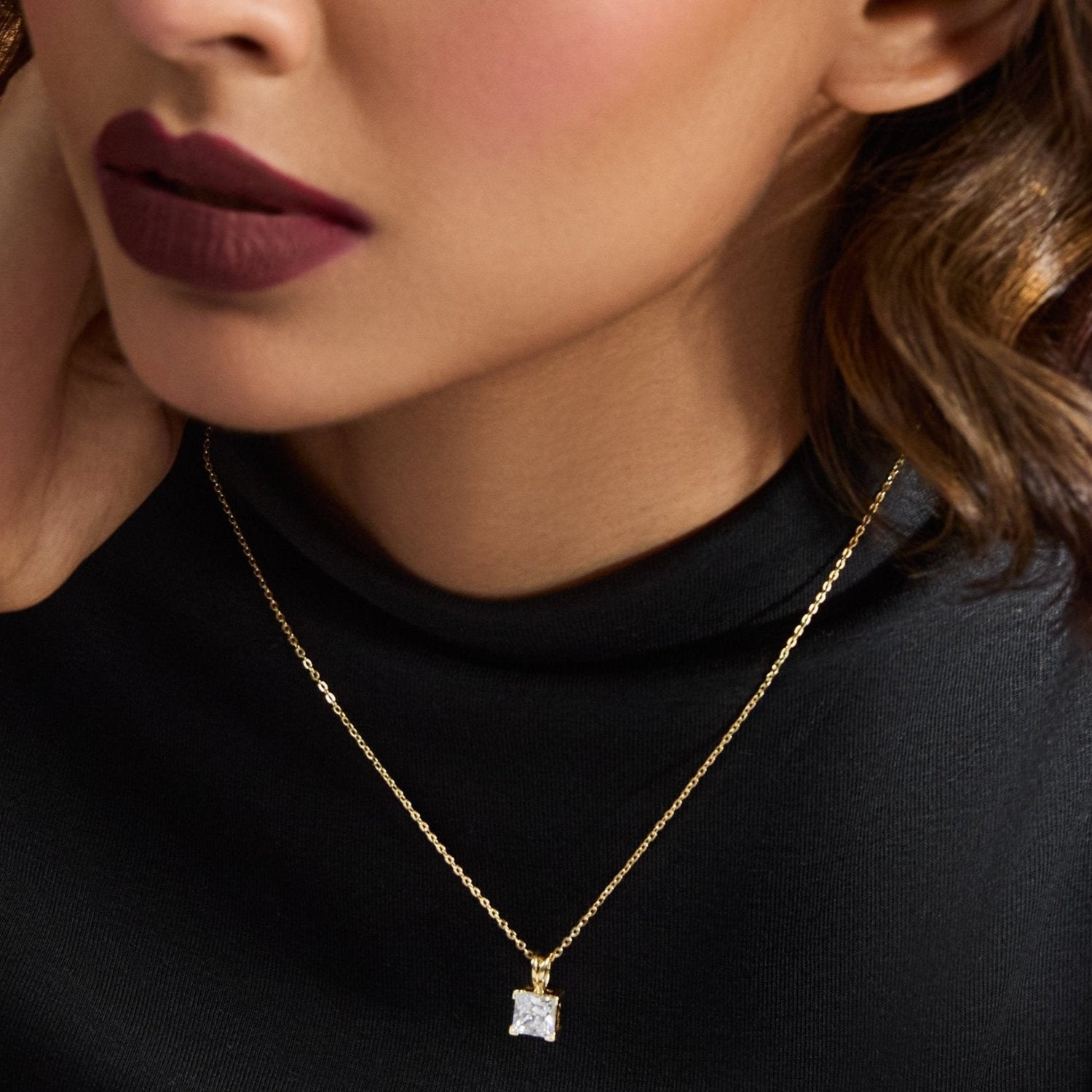 Luxe Gold Plated CZ Silver Pendant Necklace