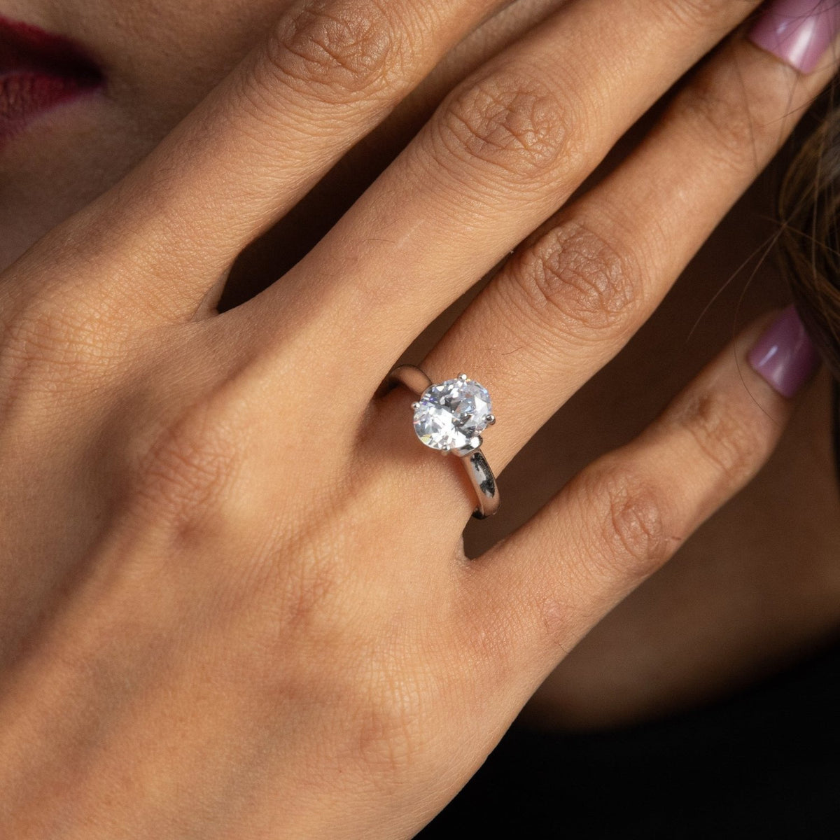 Finger Ring Aurora Solitaire CZ Silver Ring