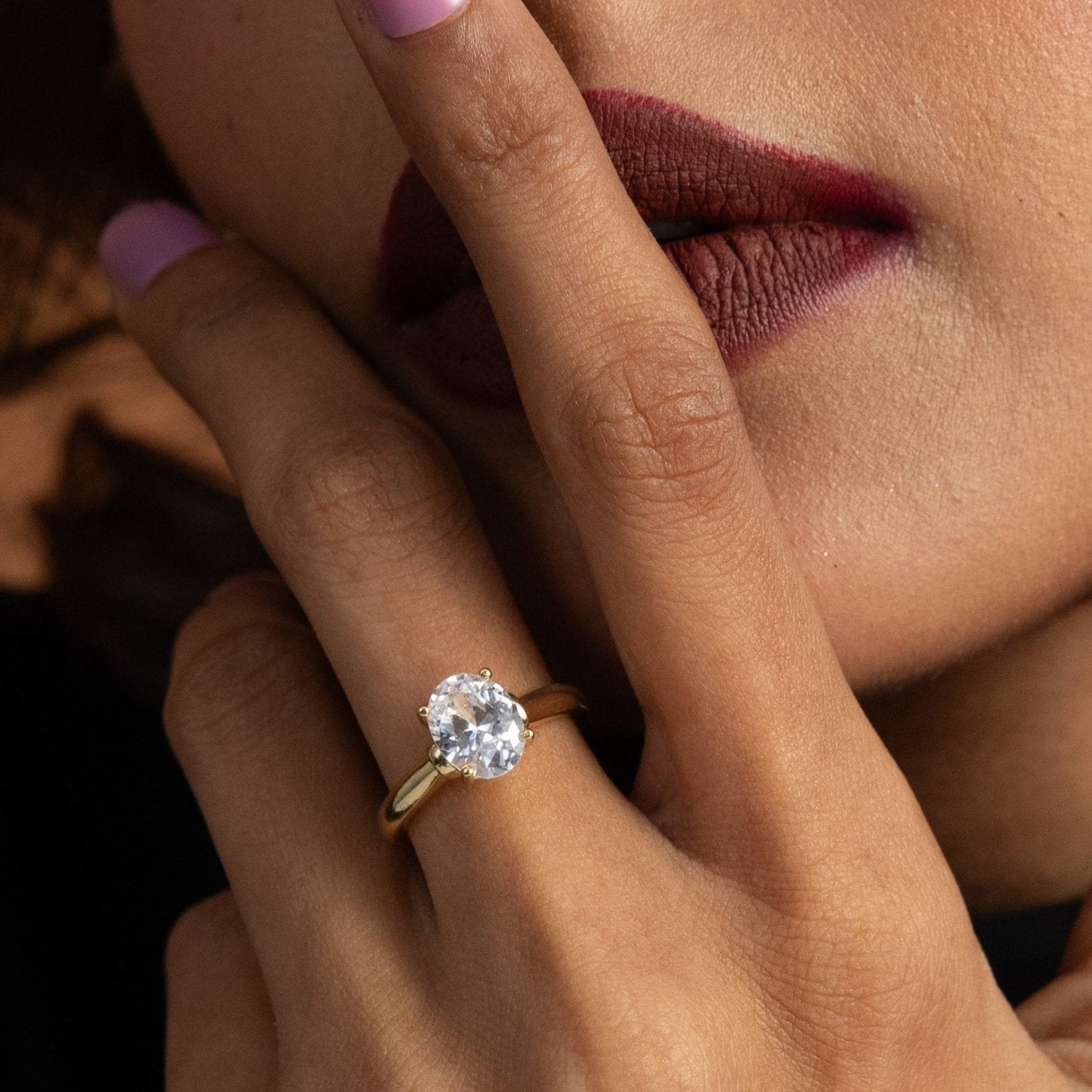 Finger Ring Aurora Solitaire Gold Plated CZ Silver Ring