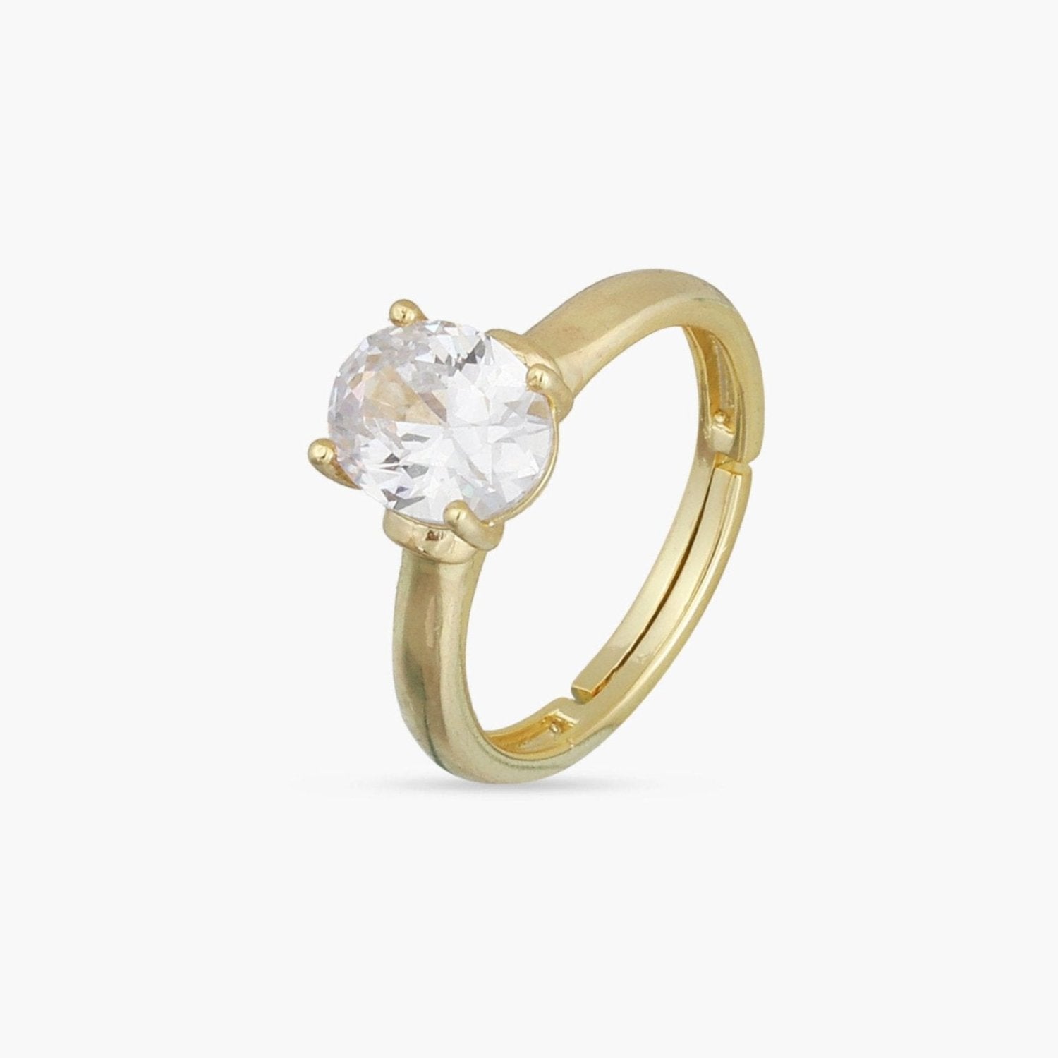 Aurora Solitaire Gold Plated CZ Silver Ring