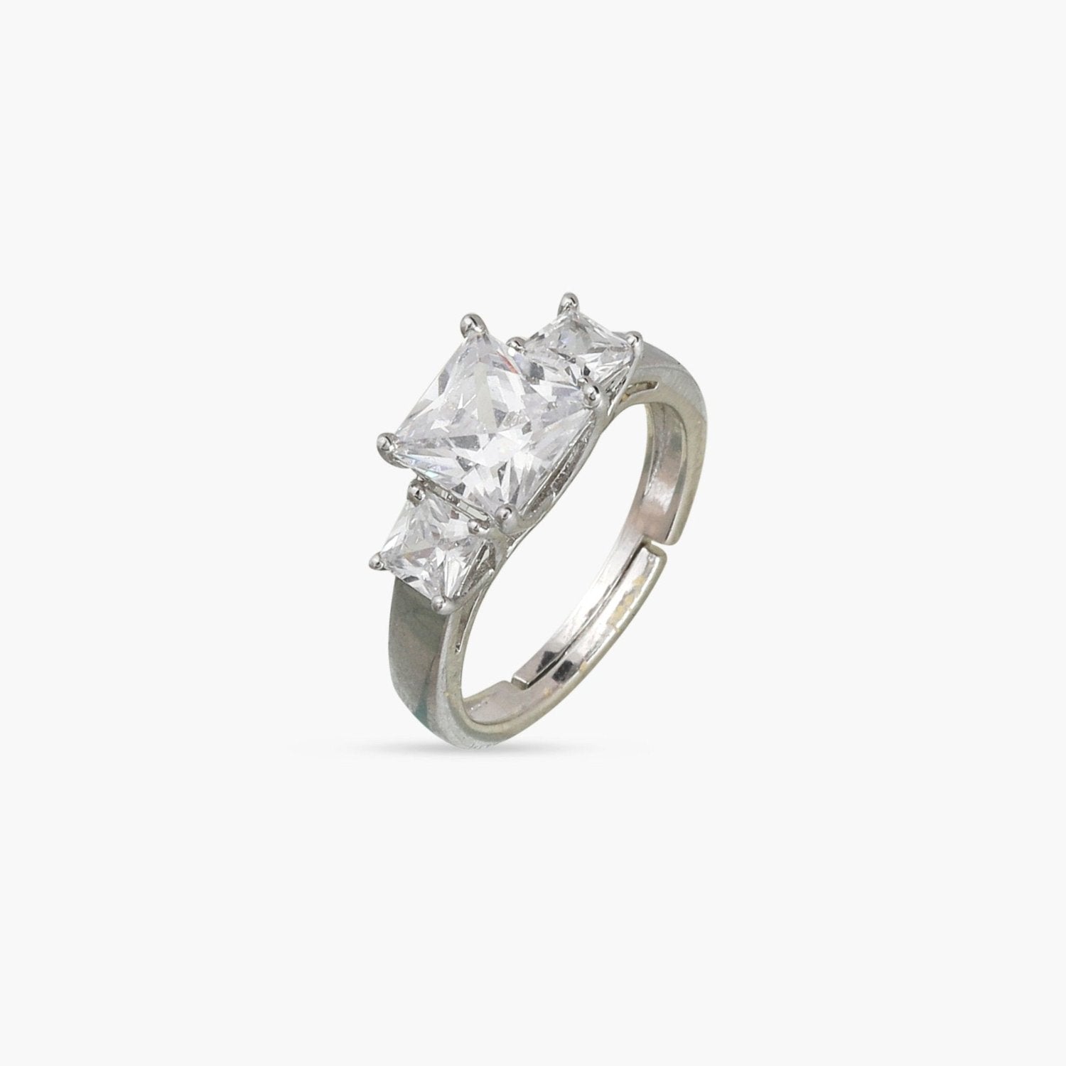 Finger Ring Celestia Three Stone CZ Silver Ring