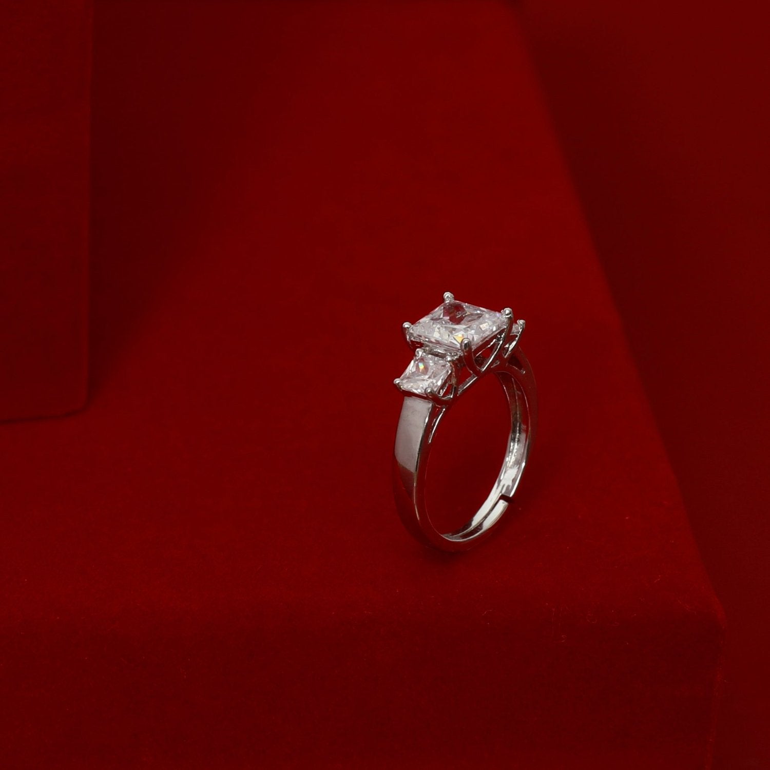 Celestia Three Stone CZ Silver Ring