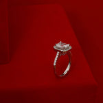 Finger Ring Regal Square Statement CZ Silver Ring