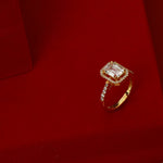 Finger Ring Regal Square Statement Gold Plated CZ Silver Ring