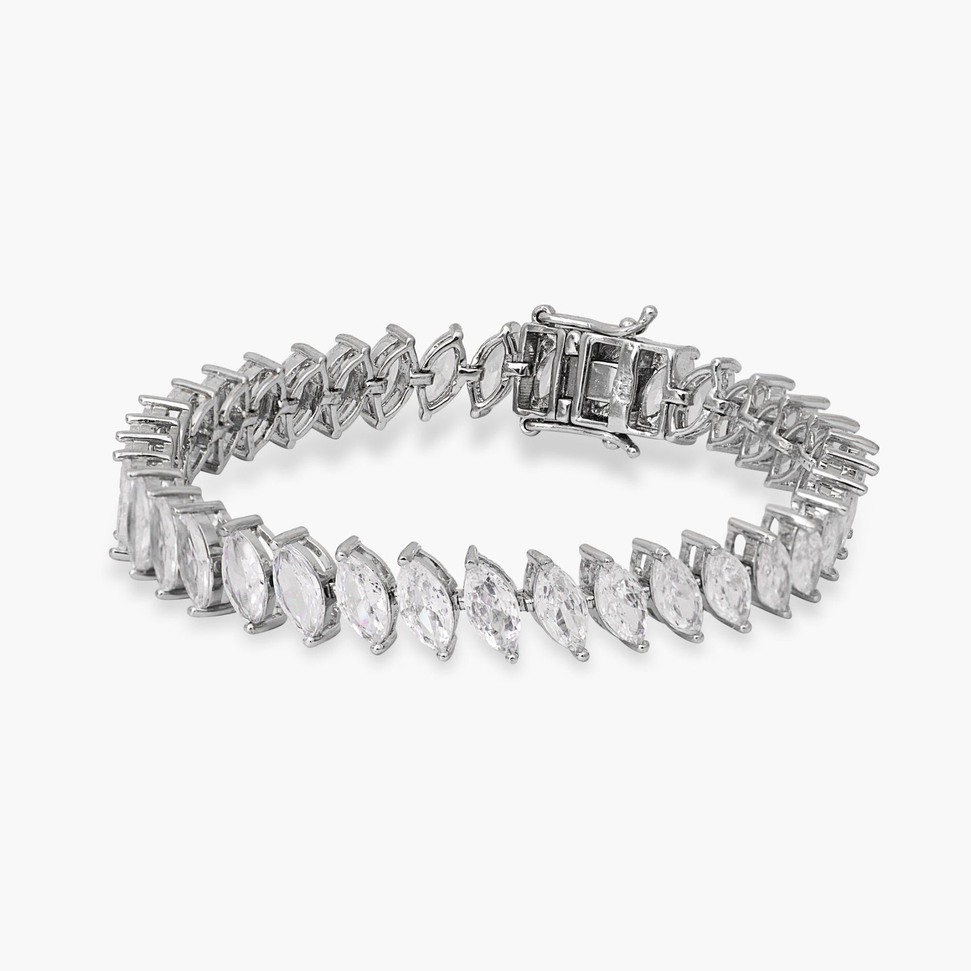 Marquis Radiance CZ Silver Tennis Bracelet
