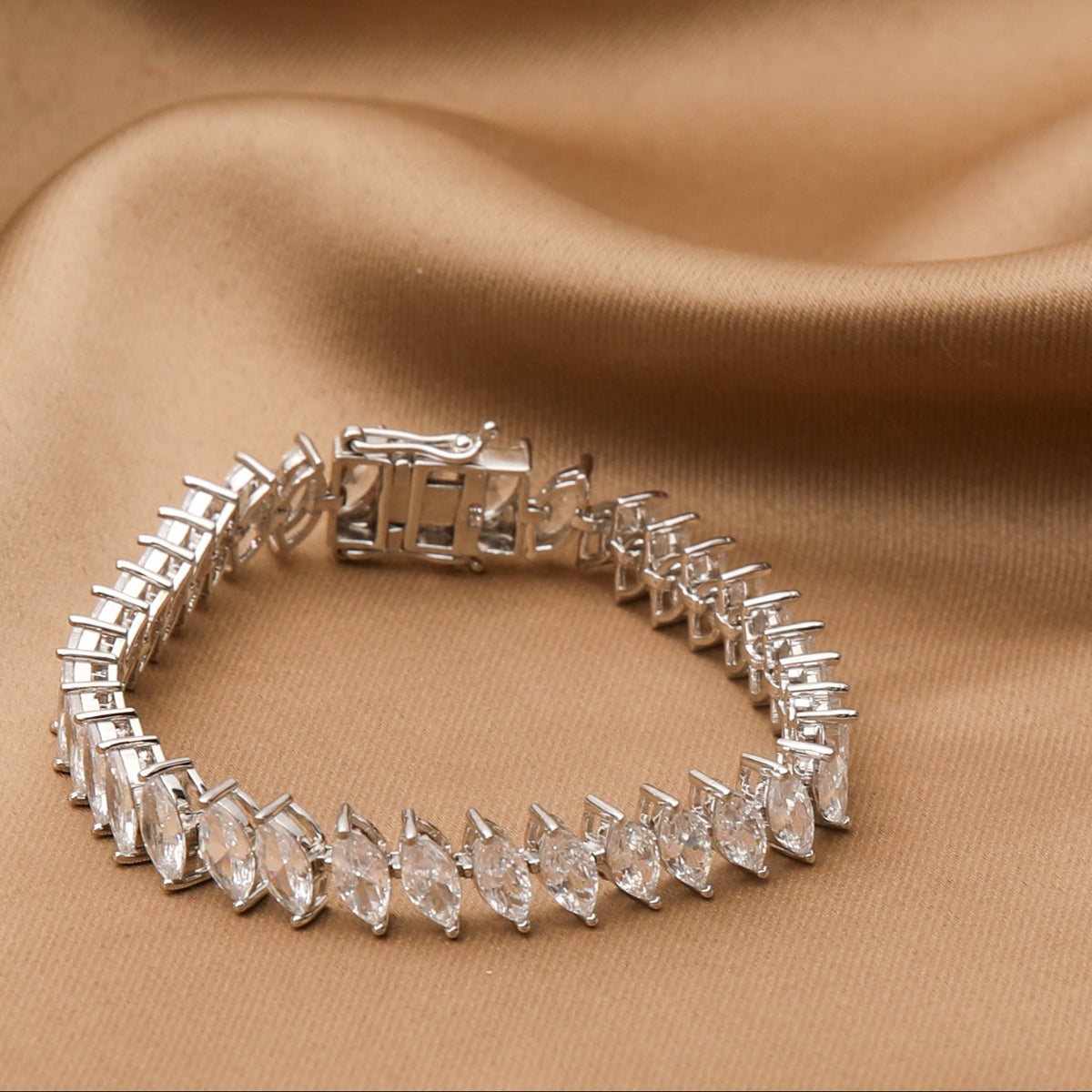 Marquis Radiance CZ Silver Tennis Bracelet