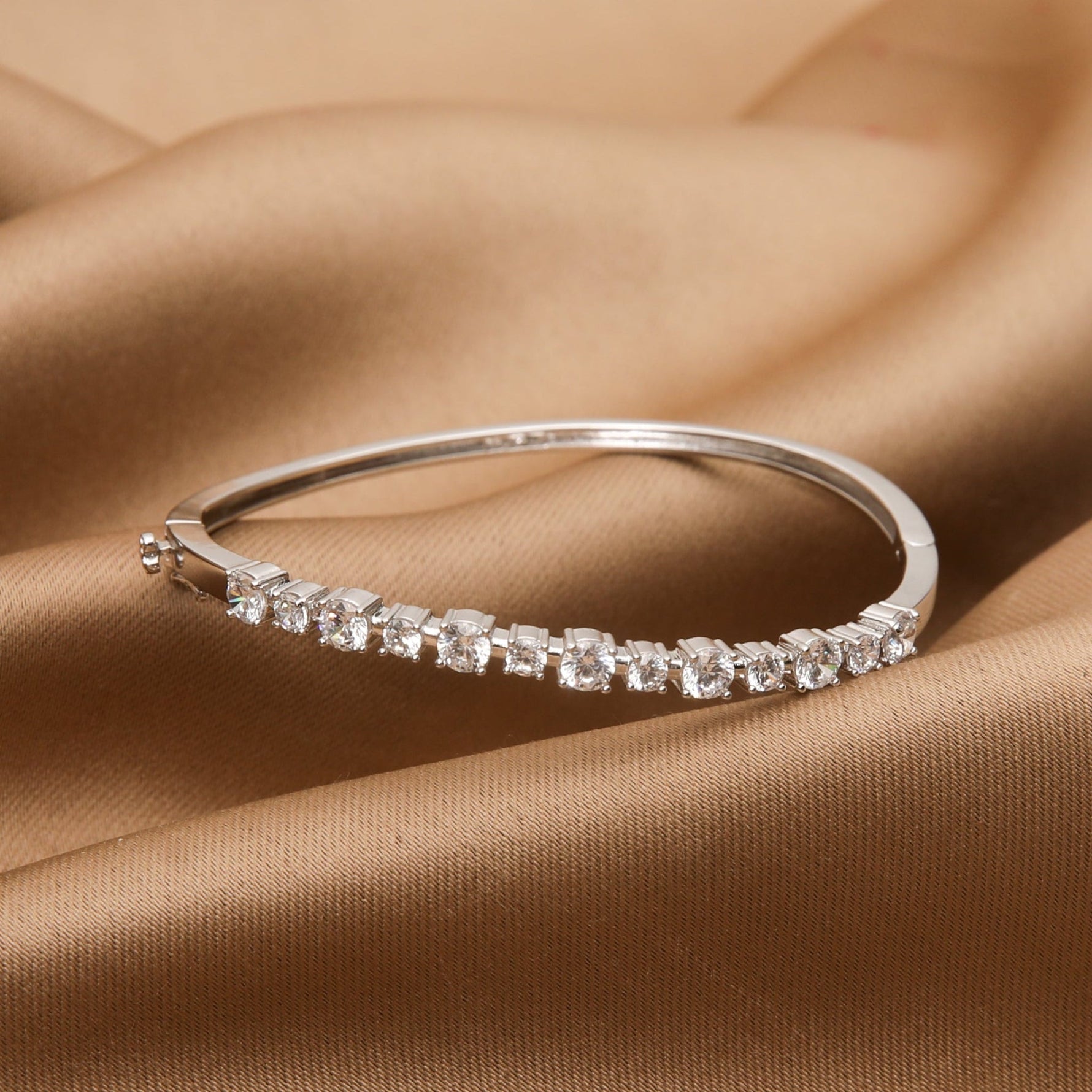 Bracelet Waveform CZ Silver Cuff Bracelet
