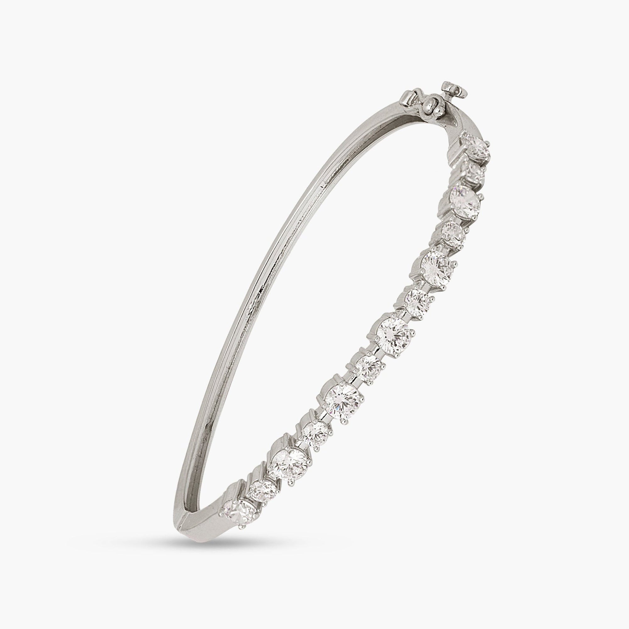 Waveform CZ Silver Cuff Bracelet