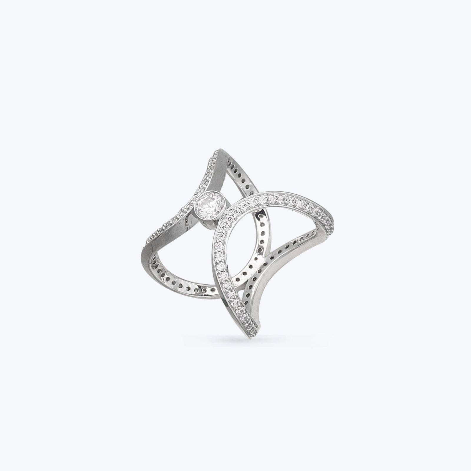 Aurora Cocktail Silver Two Way Ring