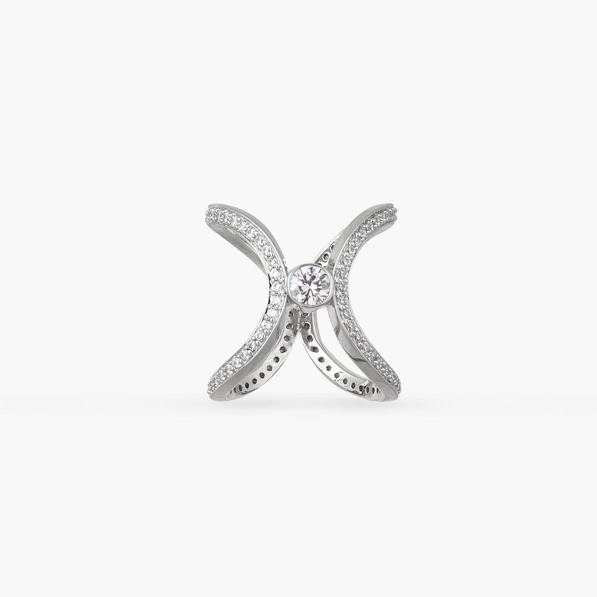 Aurora Cocktail Silver Two Way Ring