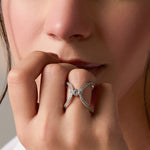 Finger Ring Aurora Cocktail Silver Two Way Ring