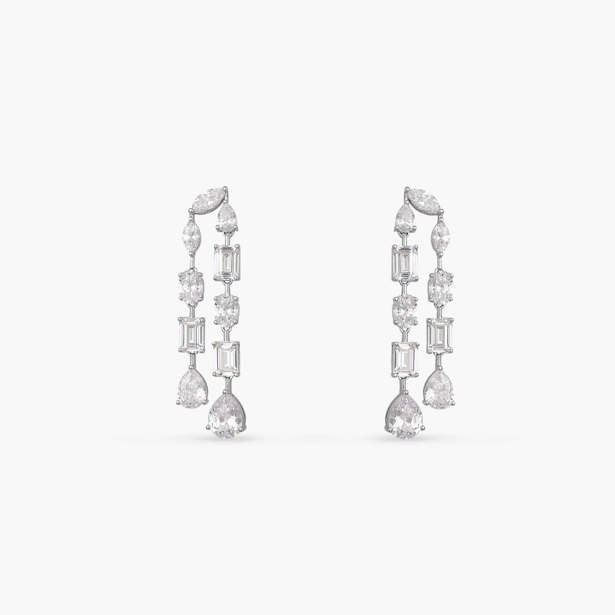 Duo Radiance CZ Silver Drop Earrings