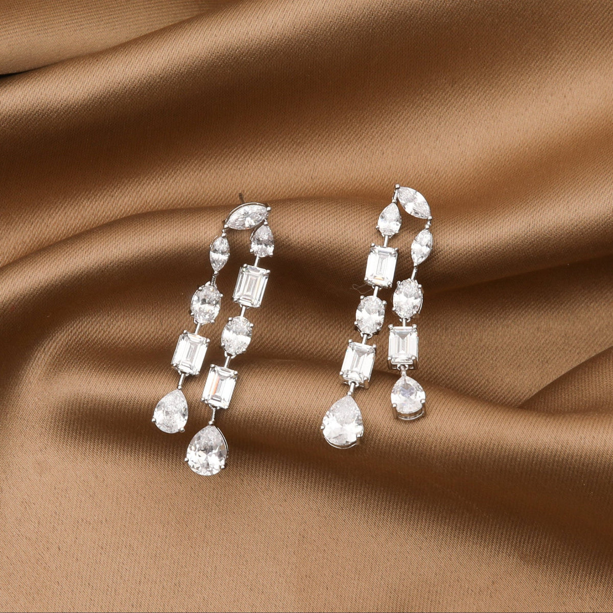 Earrings Duo Radiance CZ Silver Drop Earrings