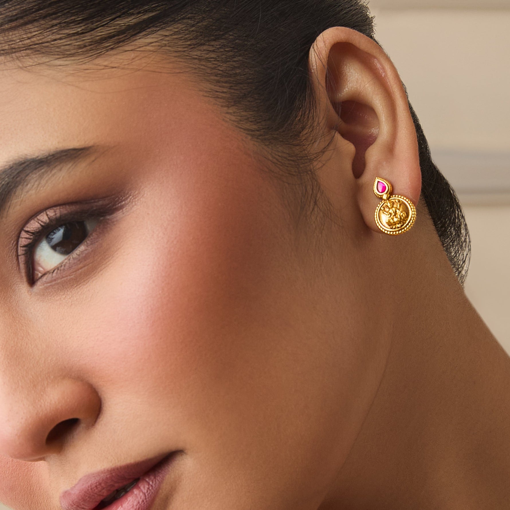 Reeva Coin Silver Stud Earrings