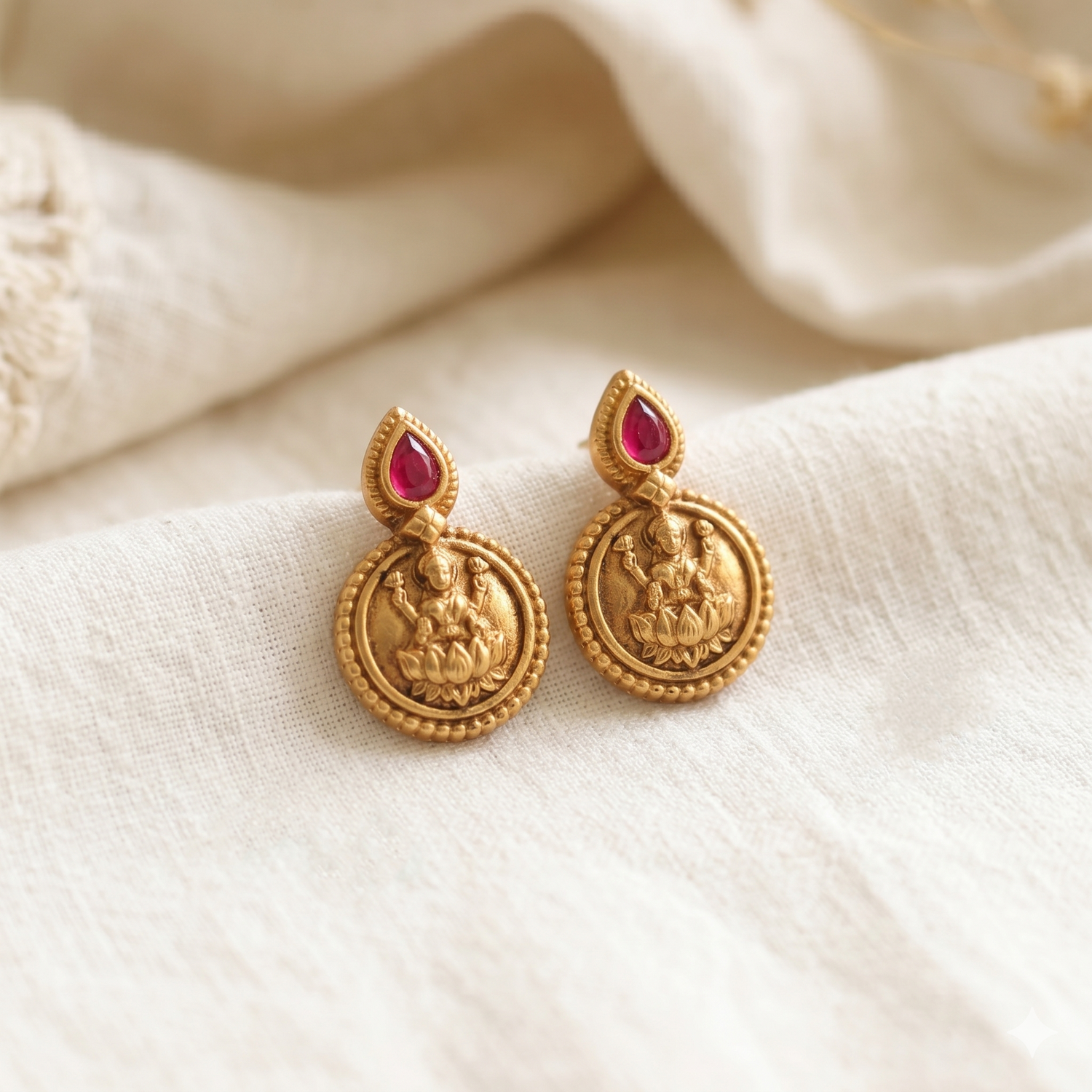 Reeva Coin Silver Stud Earrings