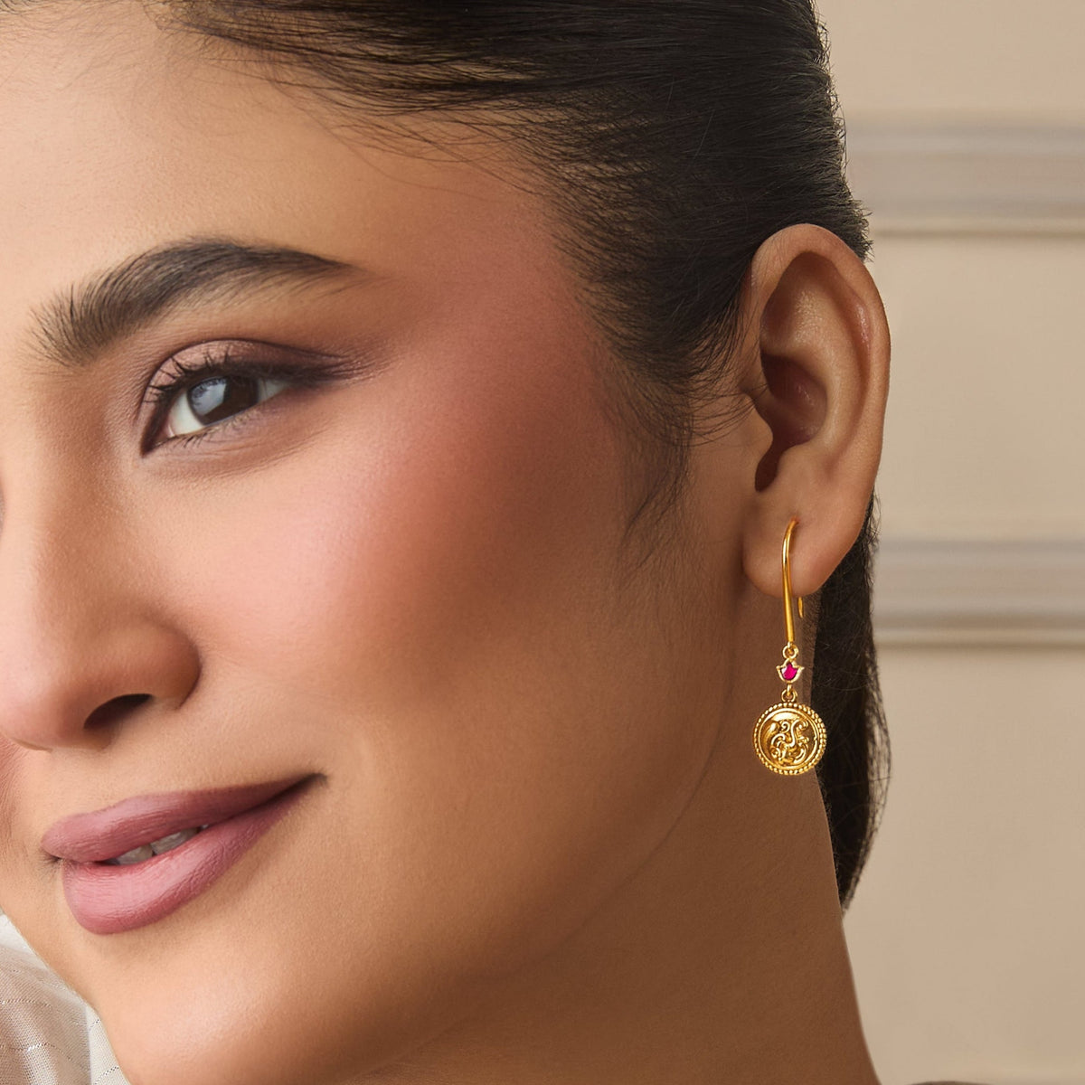 Ahana Coin Silver Drop Earrings