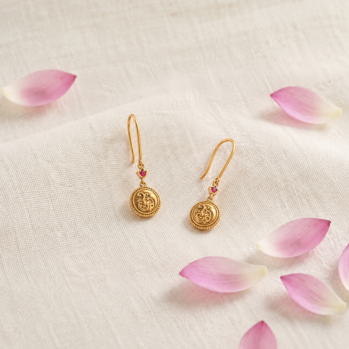 Ahana Coin Silver Drop Earrings