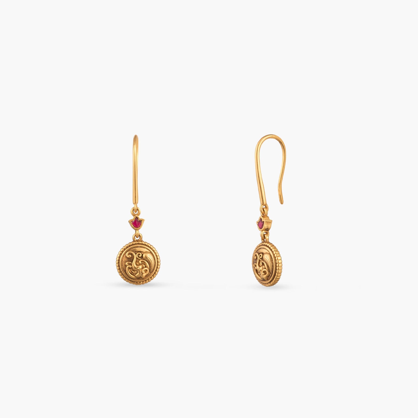 Ahana Coin Silver Drop Earrings