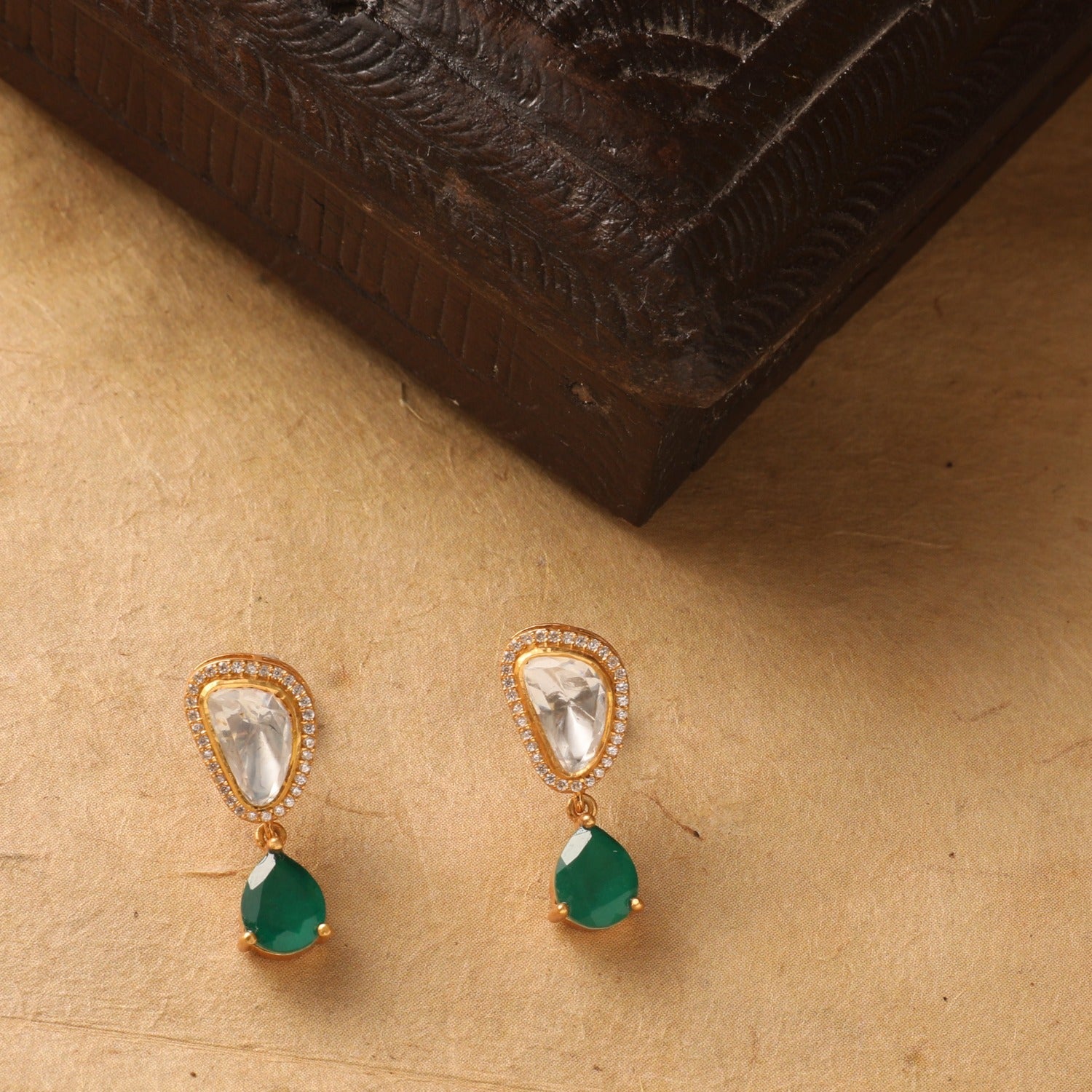 Graceful Green Moissanite Silver Drop Earrings