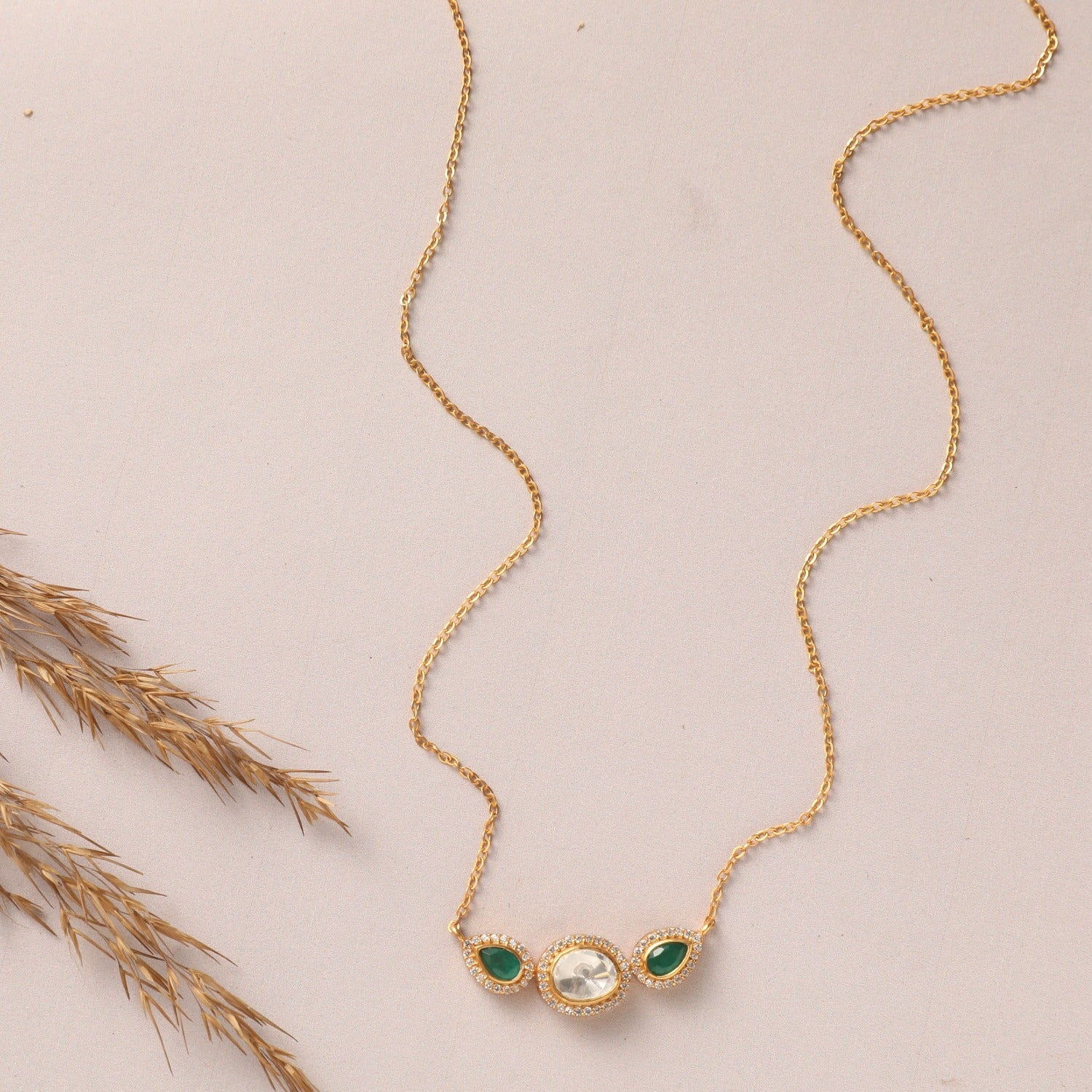 Pendants Mystic Green Moissanite Silver Necklace