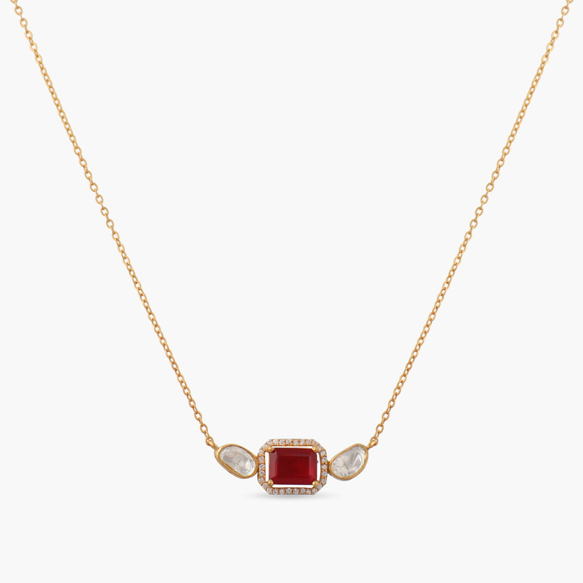 Radiance Red Moissanite Silver Pendant Necklace