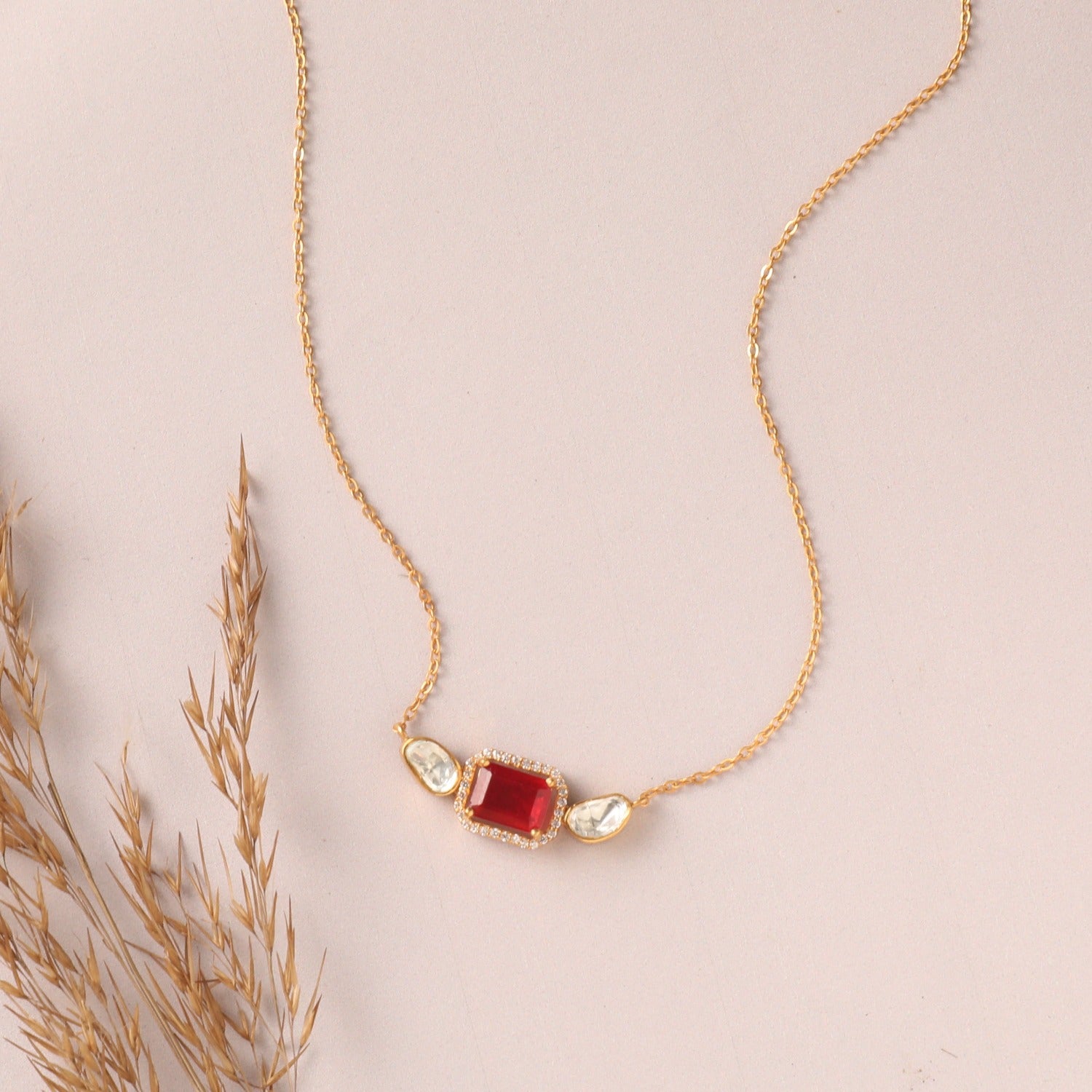 Radiance Red Moissanite Silver Pendant Necklace