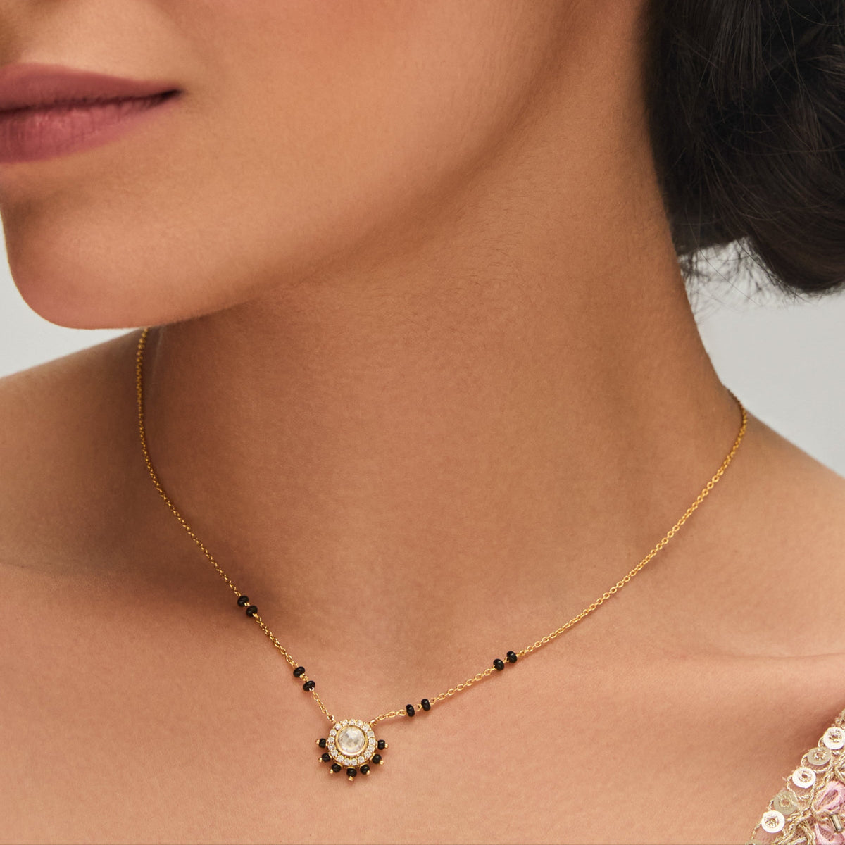 Elegant CZ Moissanite Silver Mangalsutra Necklace