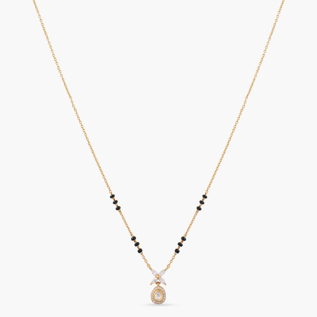 Necklaces Delicate floral Moissanite Silver Mangalsutra Necklace