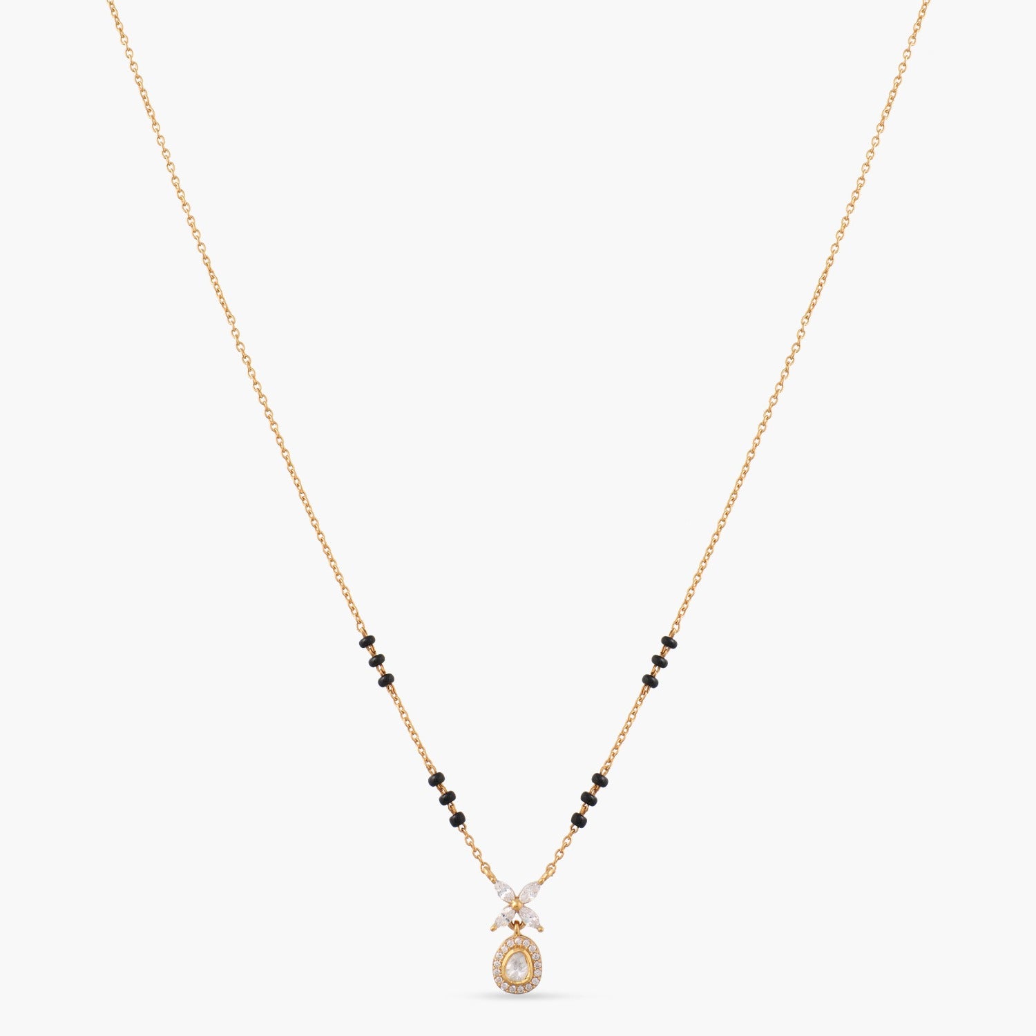 Delicate floral MOISSANITE SILVER MANGALSUTRA NECKLACE